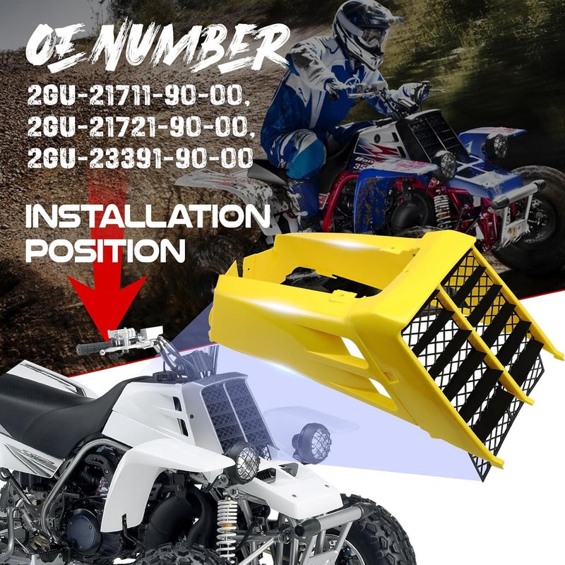 ATVMaster Yellow Plastic Gas Tank Side Covers with Grill, Compatible with Yamaha Banshee 350 1987-2006, 2-PC Set, OE 2GU-21711-50-00, 2GU-21721-50-00, 2GU-23391-50-00 - Image 2